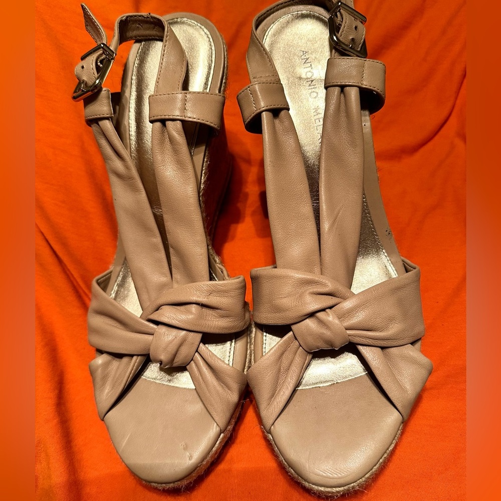 Nude Wedge Leather Heels! Very cute!